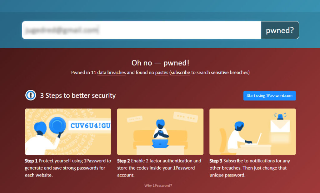 「Have I Been Pwned」の画面その２
