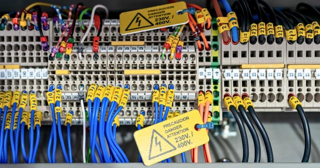 大量の電線で配線したリレーシーケンス