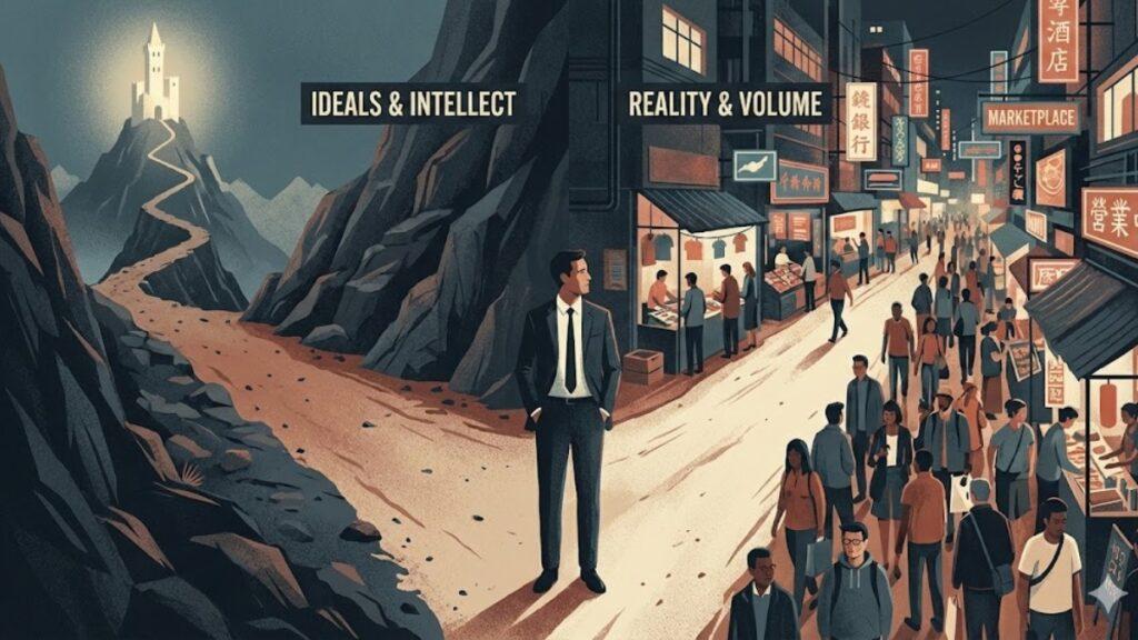 理想と現実でなやむ図