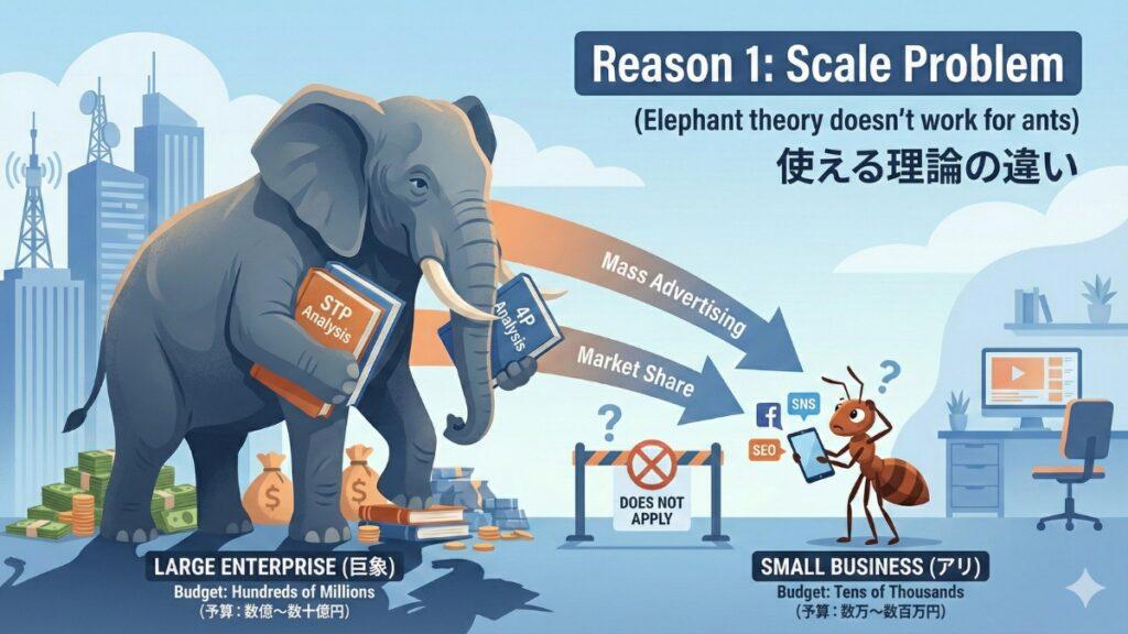 理由1:規模の問題(巨象の理論はアリには使えない)
