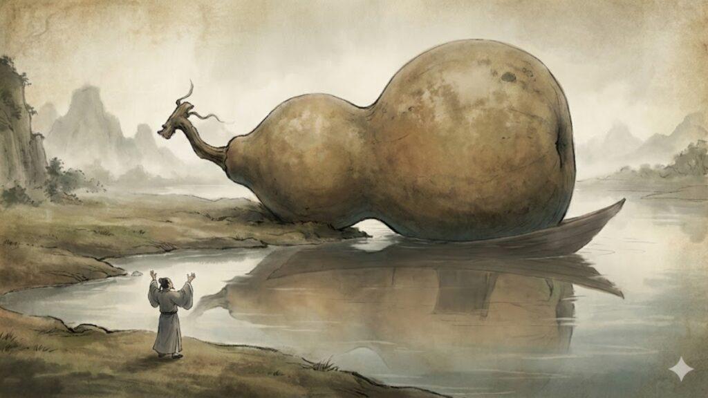 ひょうたんの大きさにおどろく恵子