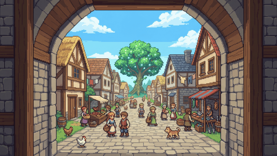 活気にあふれた、かつての村の風景