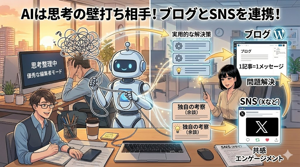 AIは「書かせる」のではなく「壁打ち」に使う！ブログとSNSを連携する思考整理術