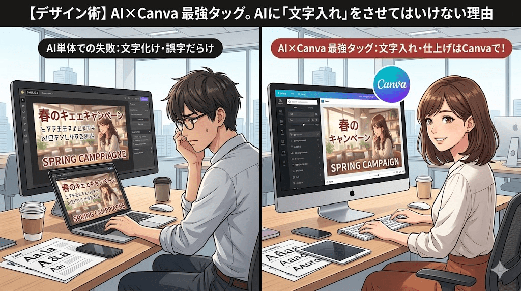 【デザイン術】AI×Canvaの最強タッグ。AIに「文字入れ」をさせてはいけない理由