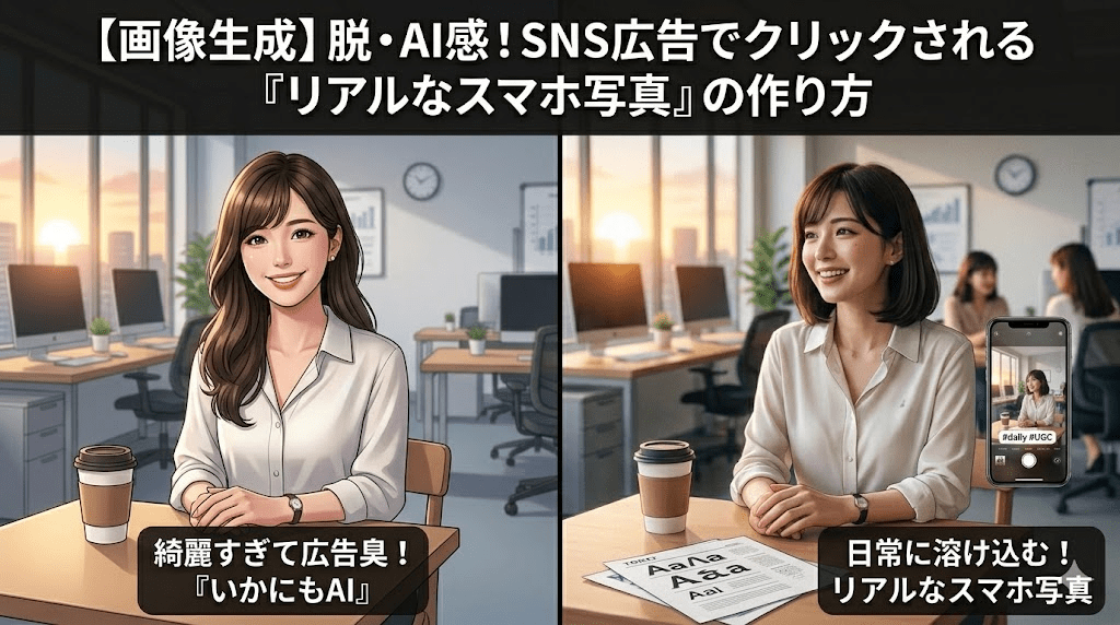 【画像生成】「いかにもAI」を脱却！SNS広告でクリックされる「リアルなスマホ写真」の作り方