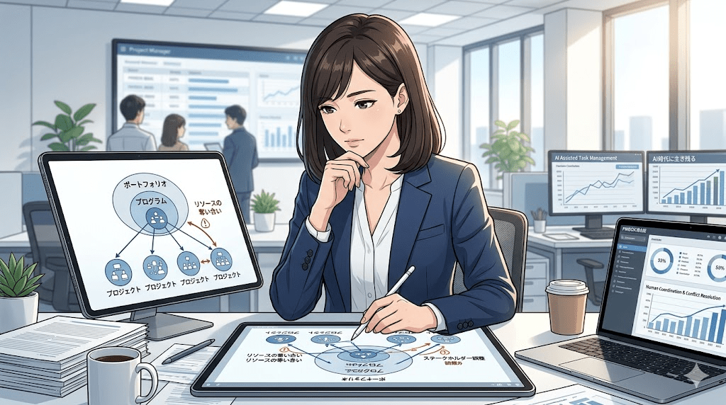 【PMBOK第8版】AI時代にプロマネが生き残る理由。ポートフォリオ・プログラム・プロジェクトの関係と「調整力」