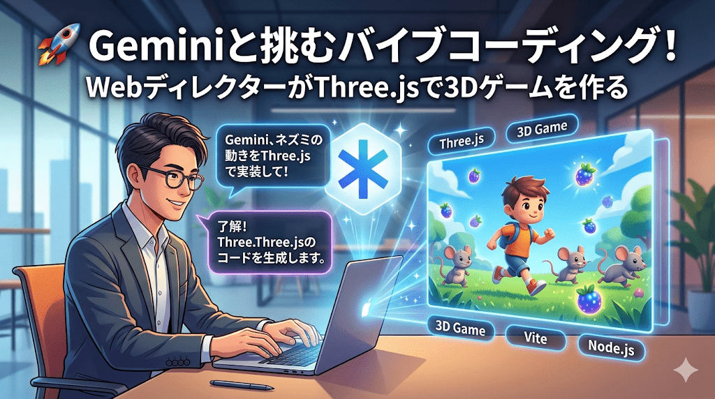 【AI×開発】Geminiと挑む「バイブコーディング」！WebディレクターがThree.jsで3Dゲームを作ってわかったこと