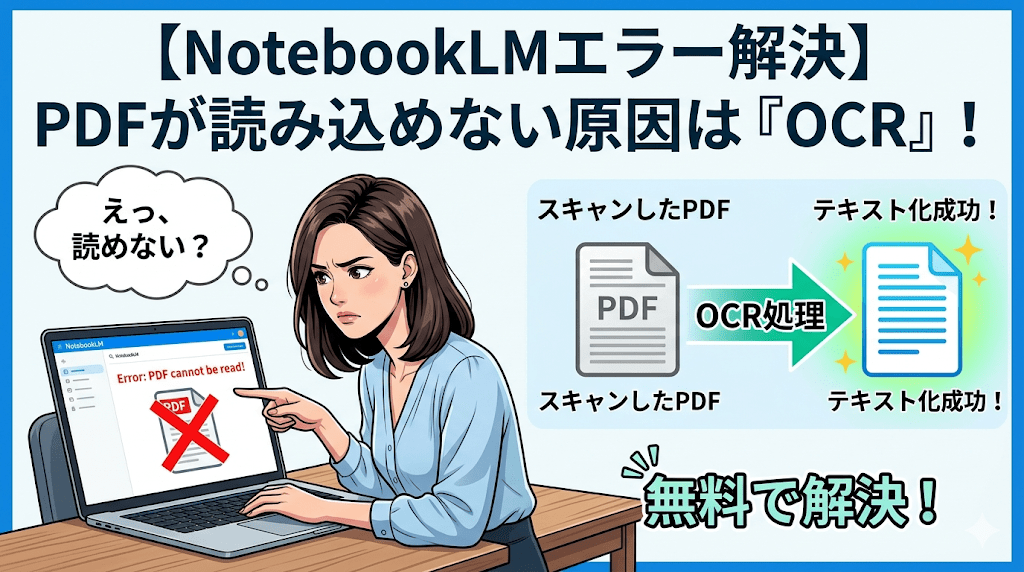 【NotebookLMエラー解決】PDFが読み込めない原因は「OCR」！無料でできる裏技も紹介