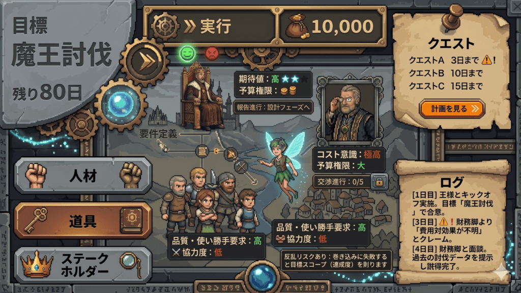 プロジェクトマネジメントのゲーム画面