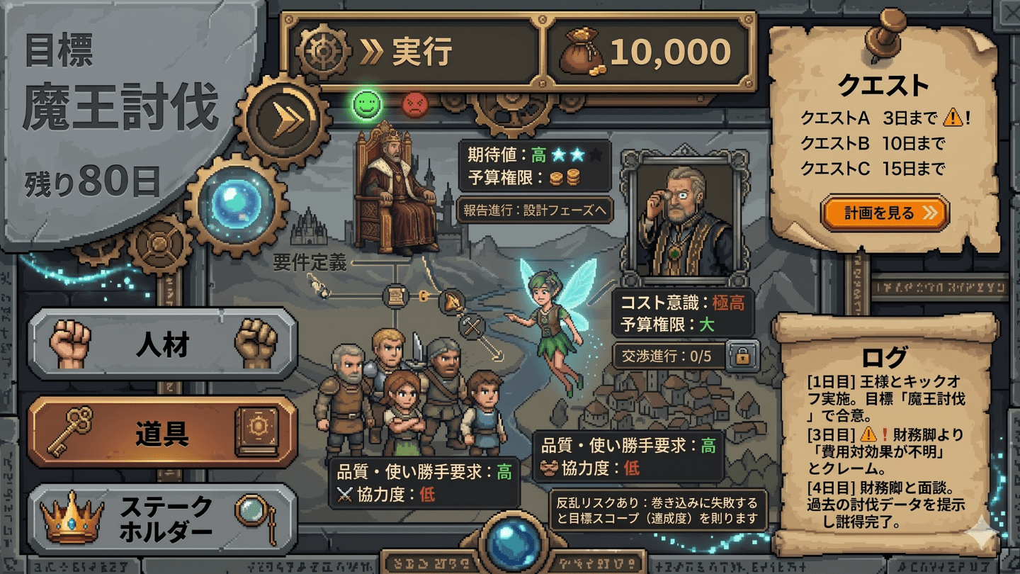 プロジェクトマネジメントのゲーム画面