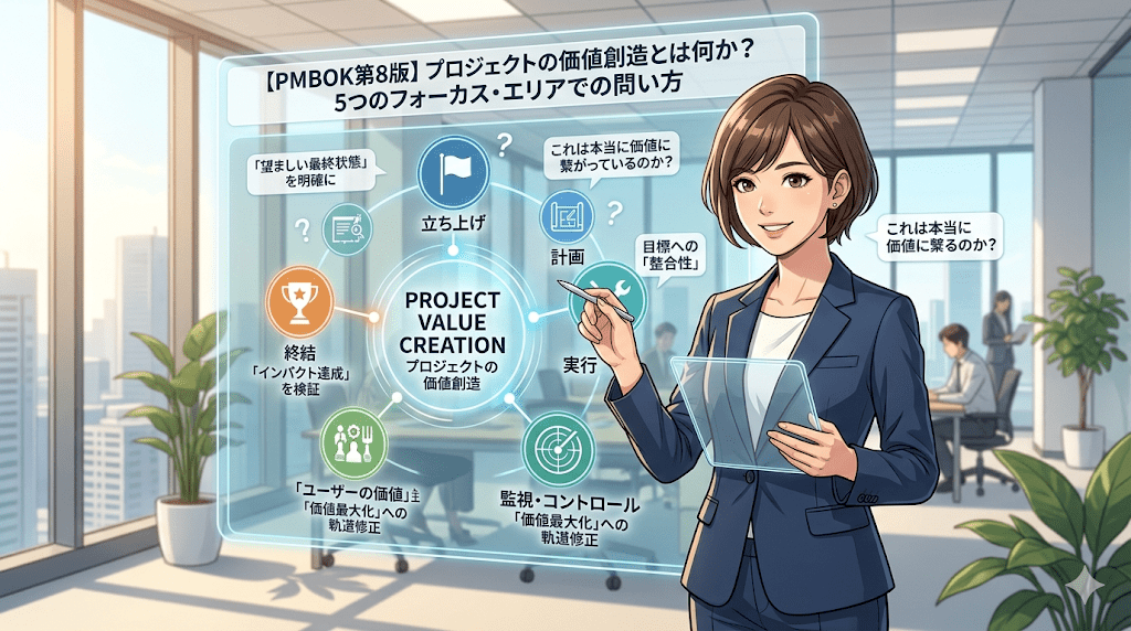 【PMBOK第8版】プロジェクトの価値創造とは何か？5つのフォーカス・エリアでの問い方