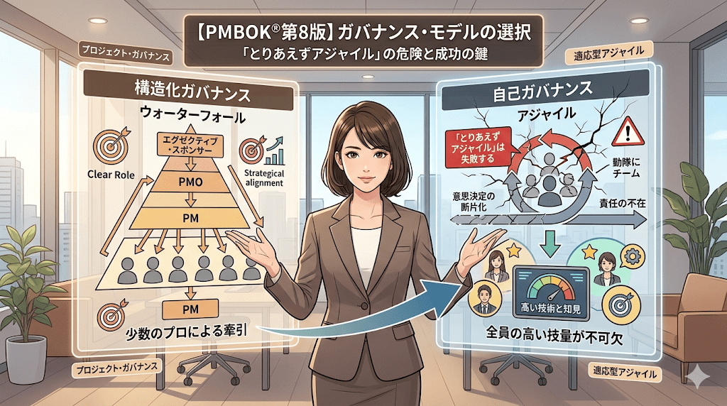 【PMBOK第8版】2つのガバナンス・モデルと、「とりあえずアジャイル」が失敗する決定的な理由