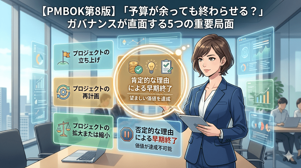 【PMBOK第8版】「予算が余っても終わらせる？」ガバナンスが直面する5つの重要局面
