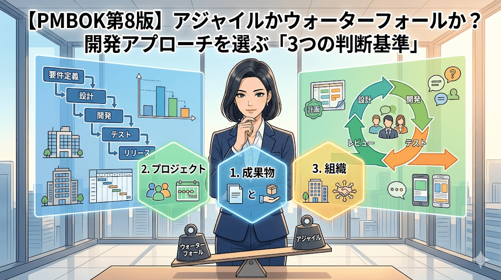 【PMBOK第8版】アジャイルかウォーターフォールか？開発アプローチを選ぶ「3つの判断基準」