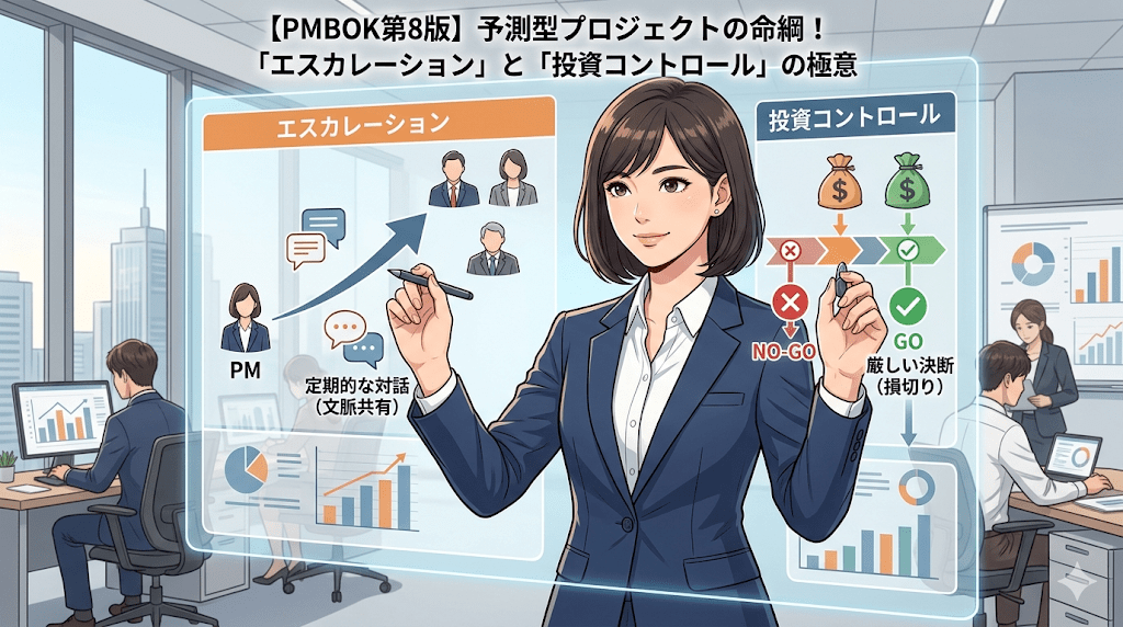 【PMBOK第8版】予測型プロジェクトの命綱！「エスカレーション」と「投資コントロール」の極意
