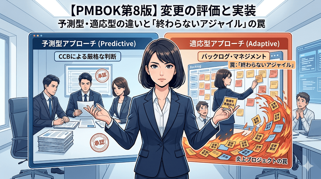 【PMBOK第8版】変更の評価と実装〜予測型・適応型の違いと「終わらないアジャイル」の罠