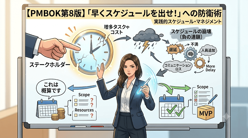 【PMBOK第8版】「早くスケジュールを出せ！」への防衛術と他領域との相互作用