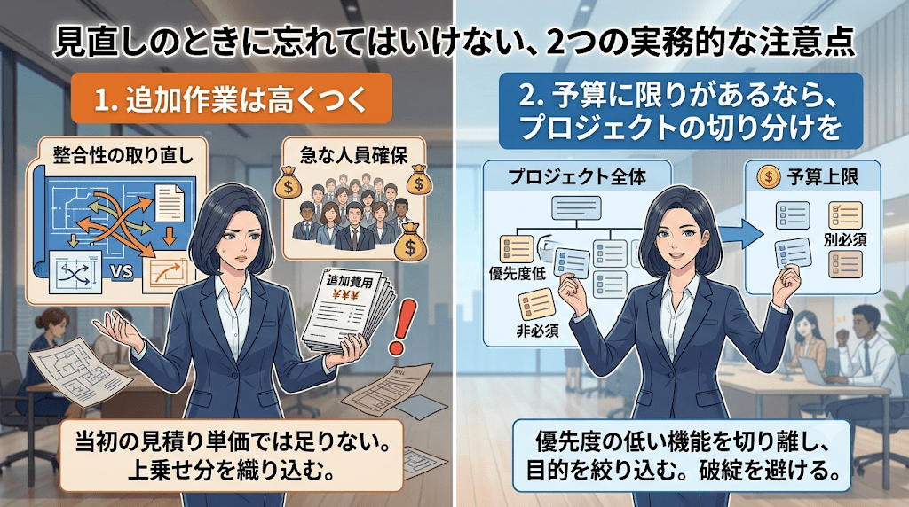見直しのときに忘れてはいけない、2つの実務的な注意点